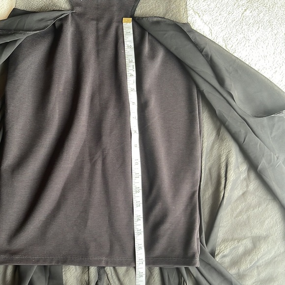 FINN & CLOVER Black Midi Dress with Sheer Overlay Size Small - Picture 12 of 16